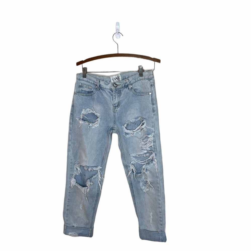 One Teaspoon 25 awesome baggies distressed jeans Blue boyfriend Holes Denim Wome